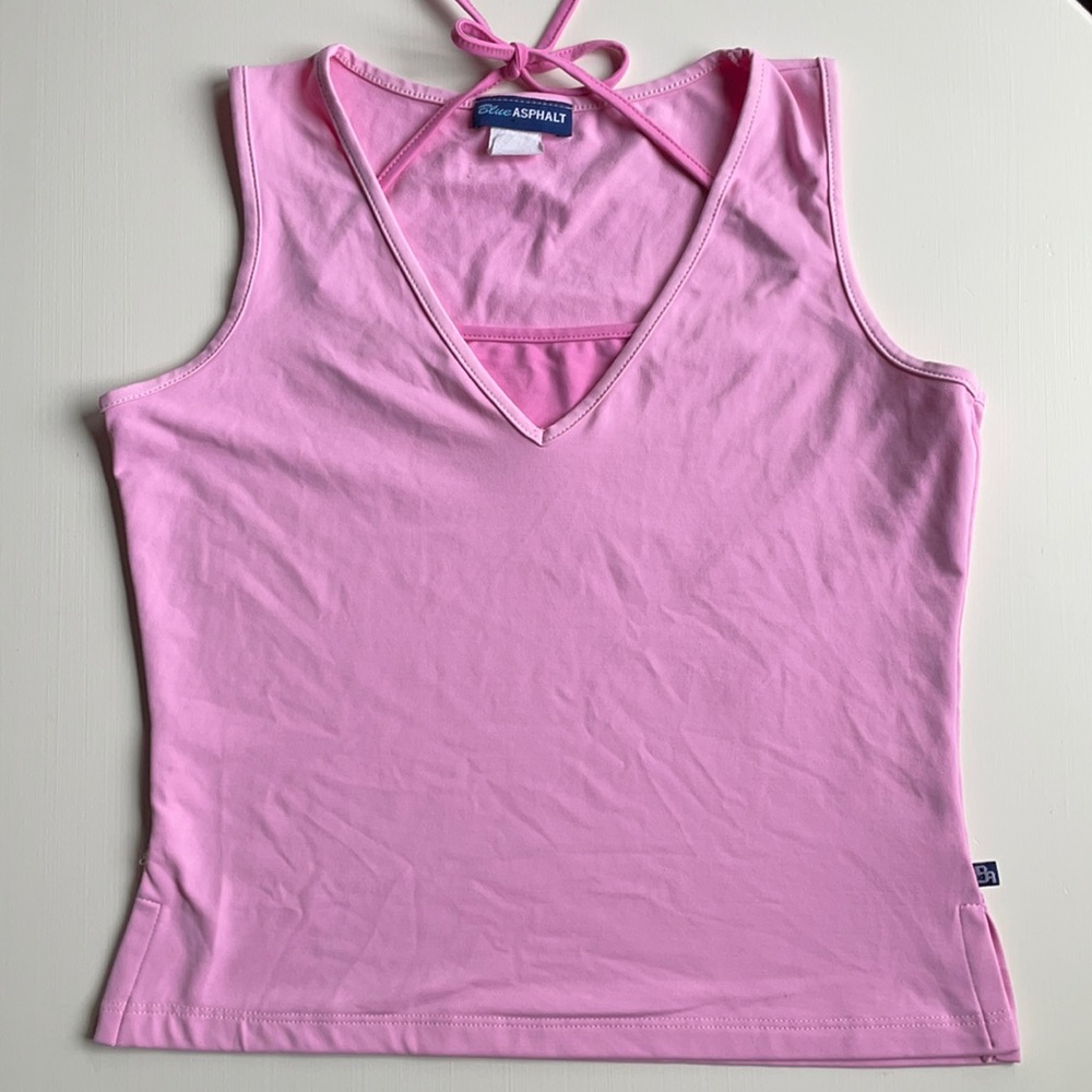 Blue Asphalt | Y2K Pink Double Tank With Tie | L